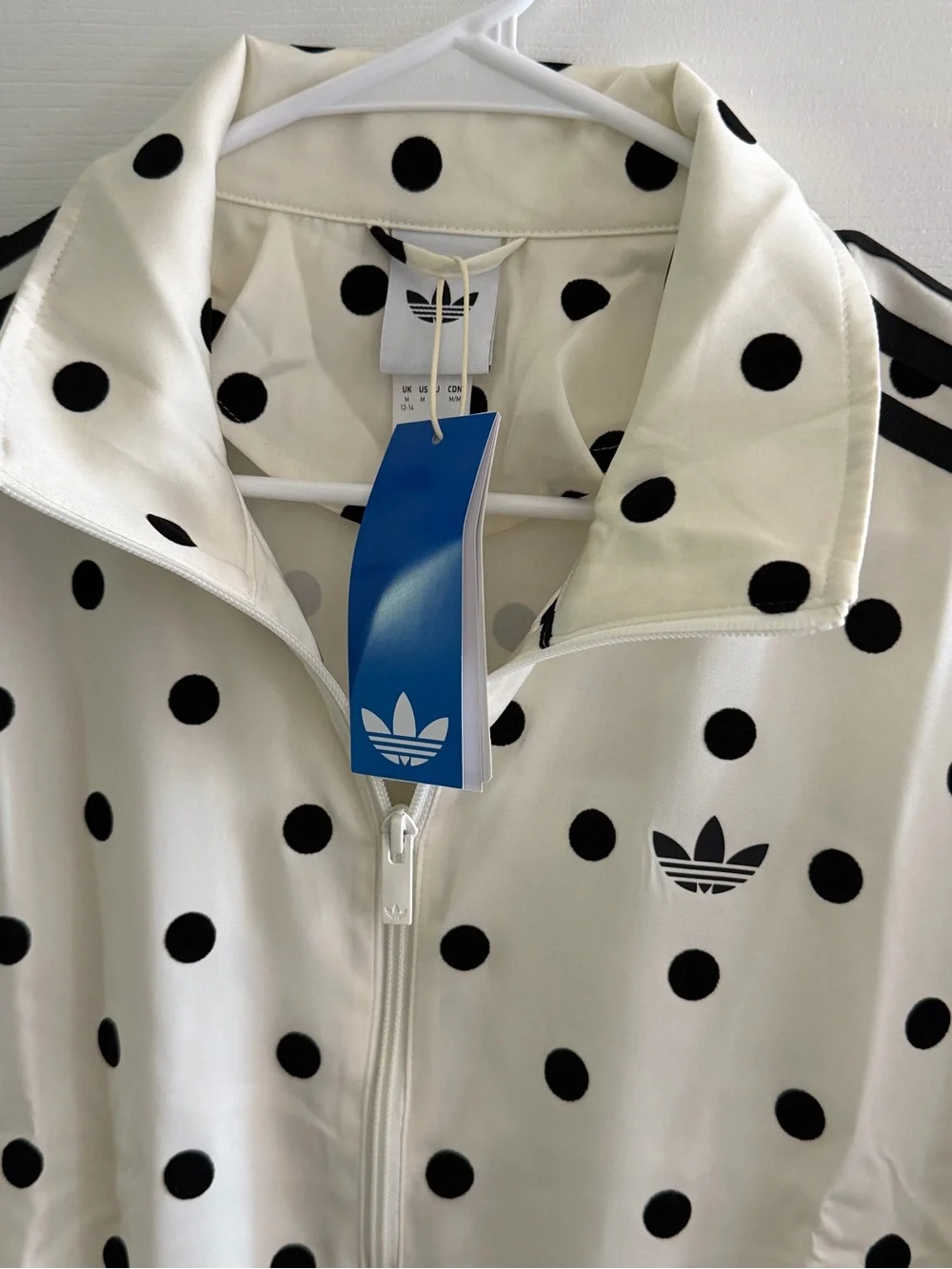 Adidas Women’s White Polka Dot Track Jacket size M new - Picture 2 of 3